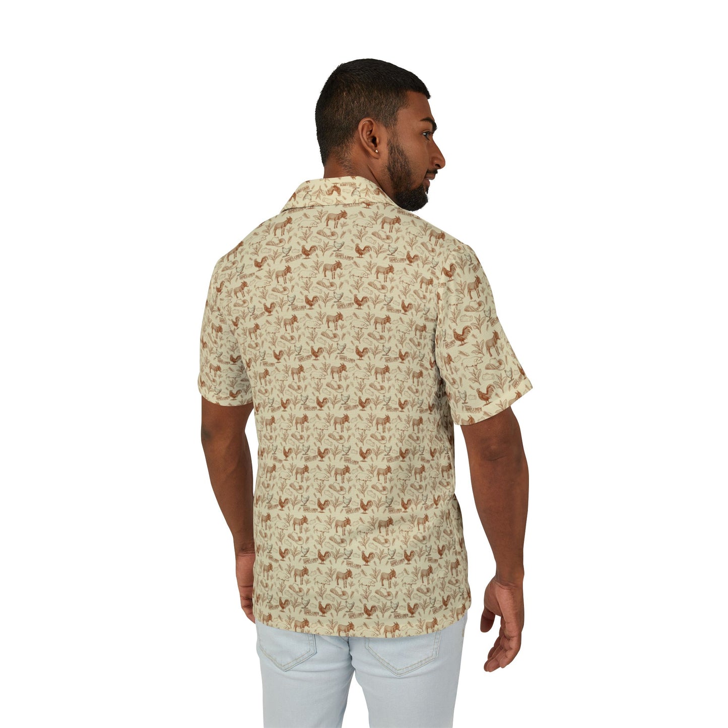 OG Linen Family Print Reunion Camp Shirt