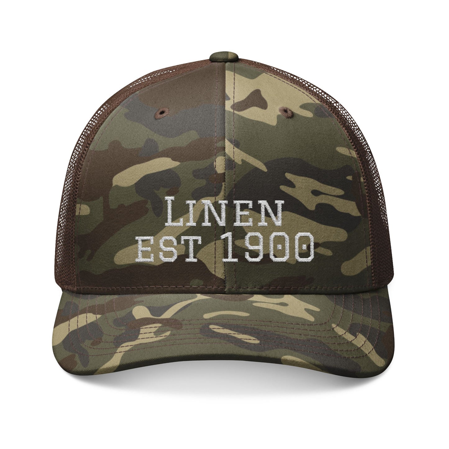 Linen Family Camouflage Trucker Hat (with Embroidery)