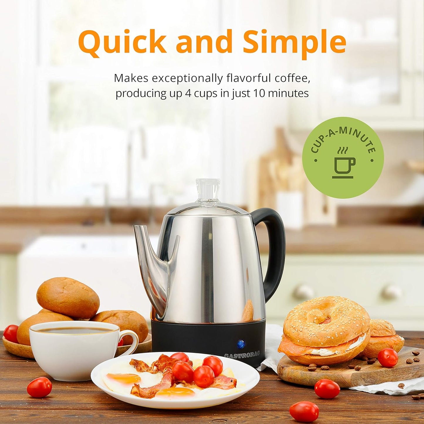 4 Cup Electric Coffee Percolator, Stainless Steel