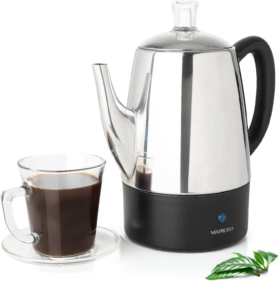 Percolator Coffee Pot Electric 10 Cup, Stainless Steel Coffee Maker, Coffee Perc