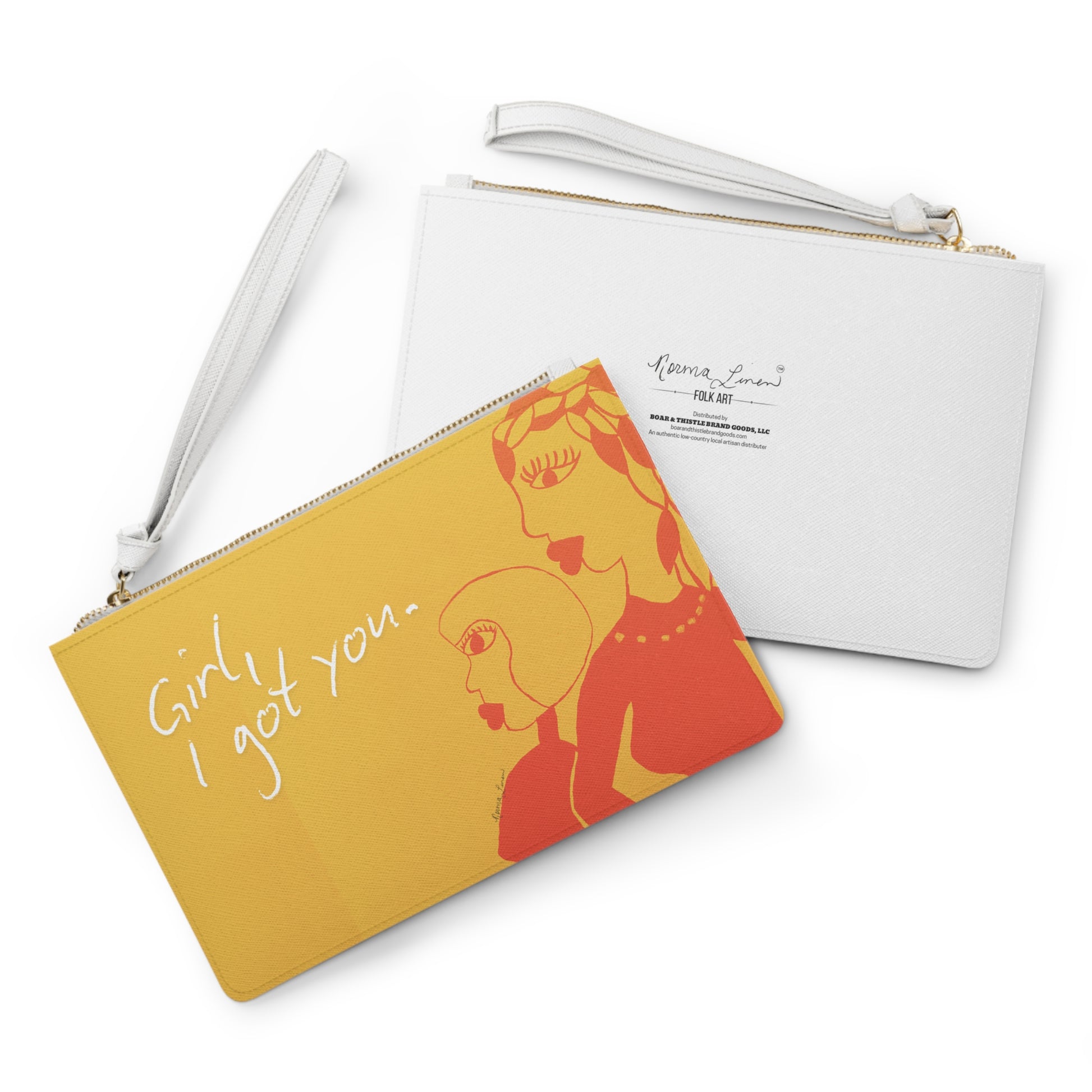 original art african american women on clutch designer details on back